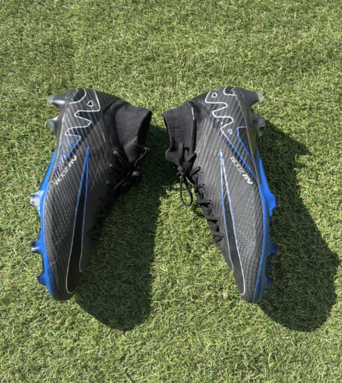 Crampons Nike Mercurial Zoom noirs accents bleus - Bon état