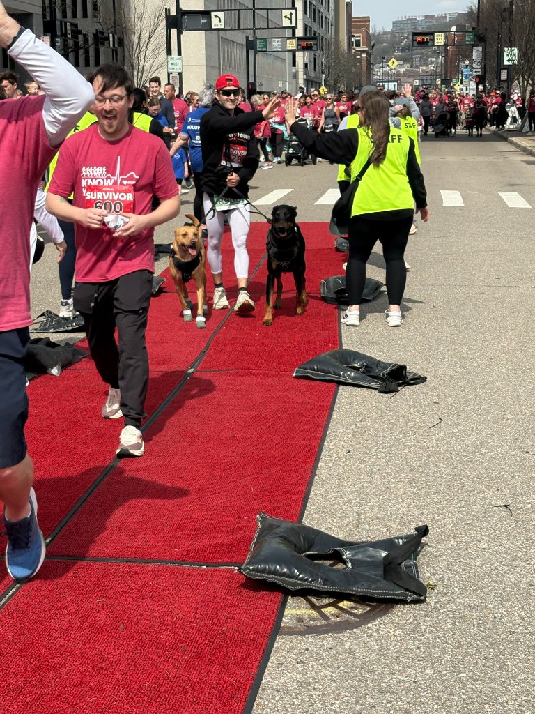 Maverick and Moose mid-race on the course
