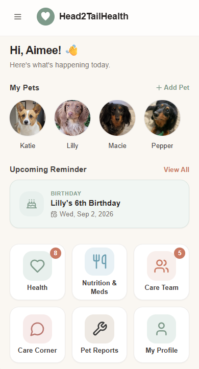 Head2TailHealth app on a phone