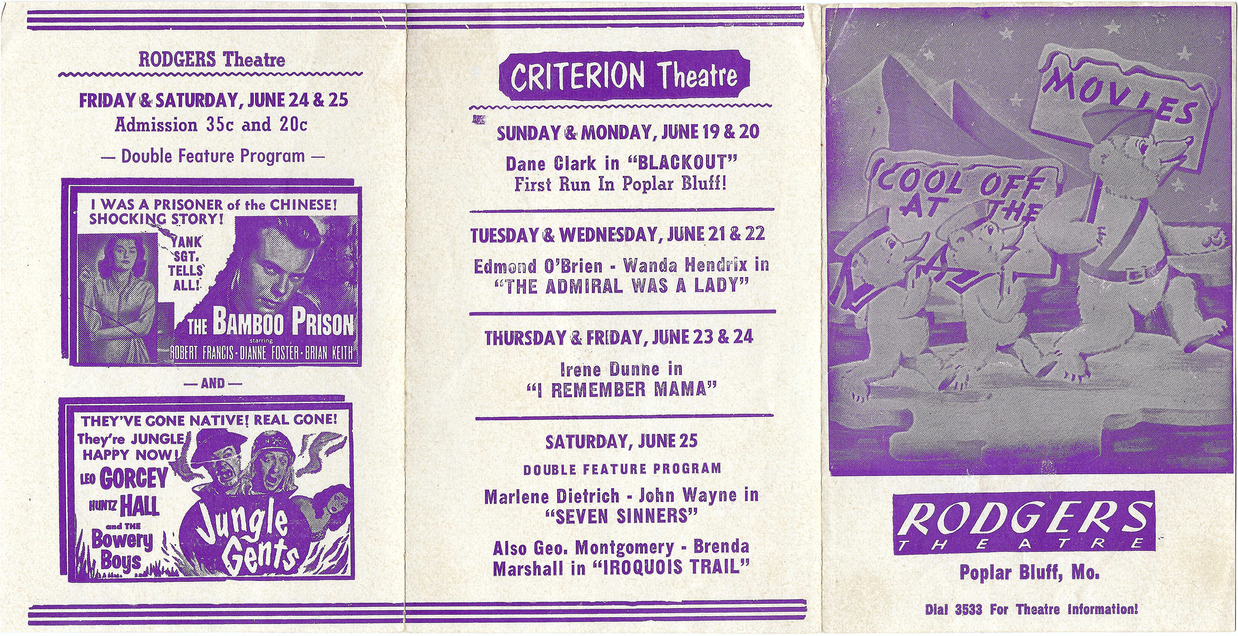 Rodgers & Criterion Theatre Program, June 1955 - Theatre Program, June 19–25, 1955