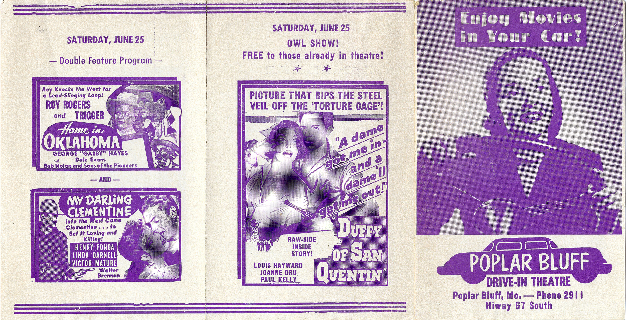 Poplar Bluff Drive-In Program, June 1955 - Theatre Program, June 19–25, 1955