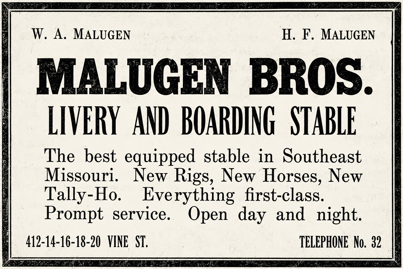 Historic Hogg & Malugen Livery in Poplar Bluff, Missouri - historic photograph 1