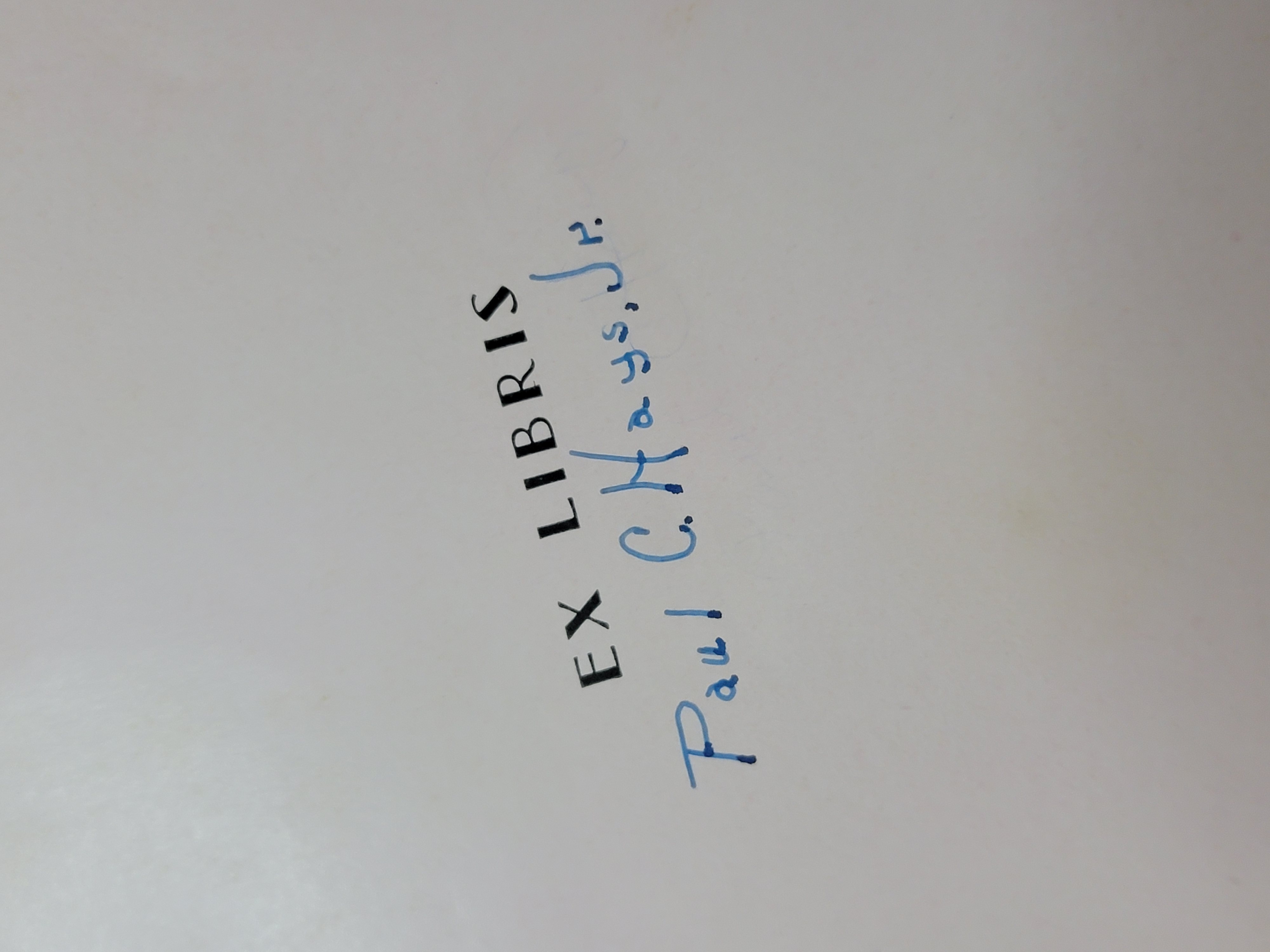 Inscribed bookplate with printed 'EX LIBRIS' and handwritten signature of Paul C. Hays, Jr. in blue ink