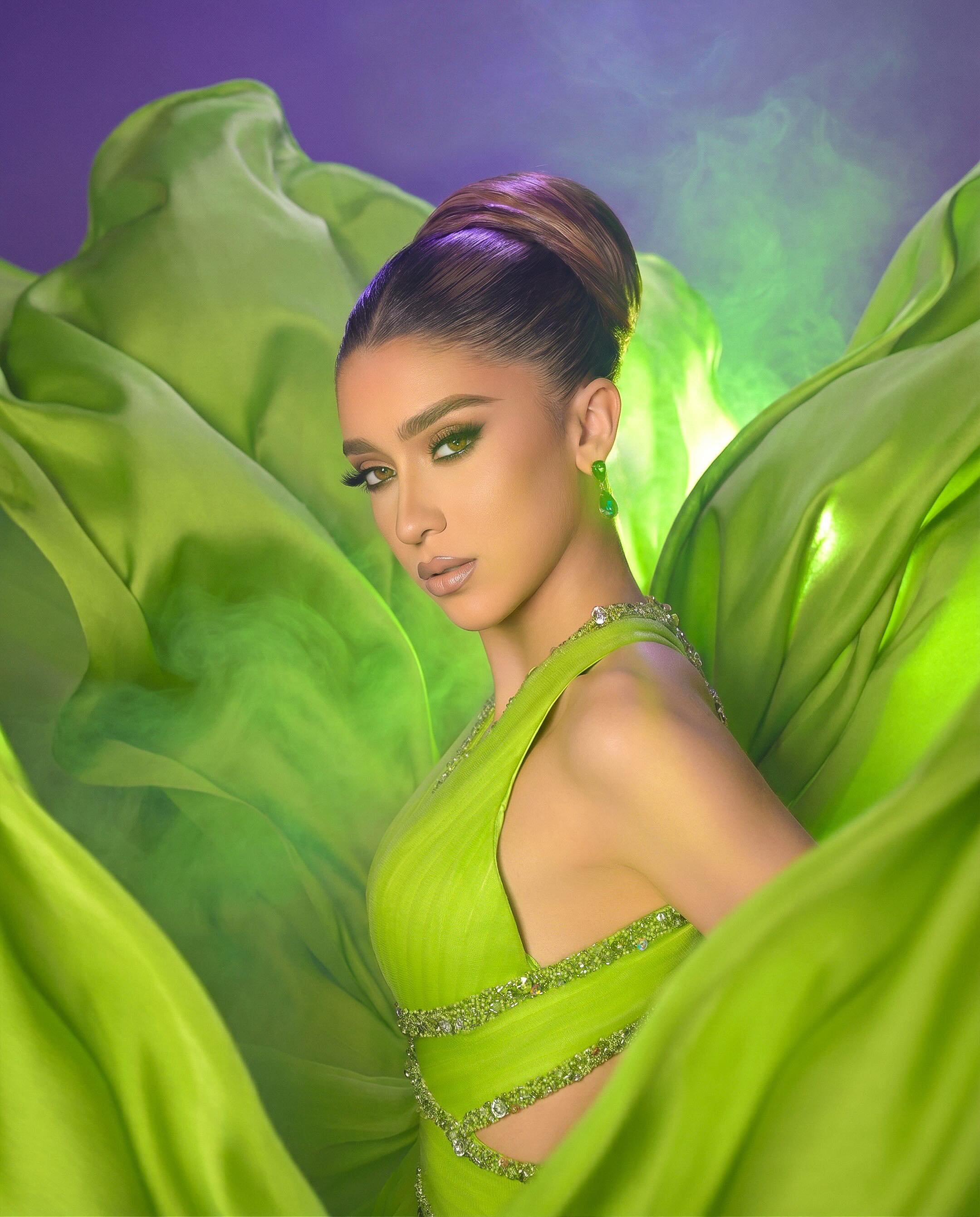 Alexa Sophia Lugones lime green editorial