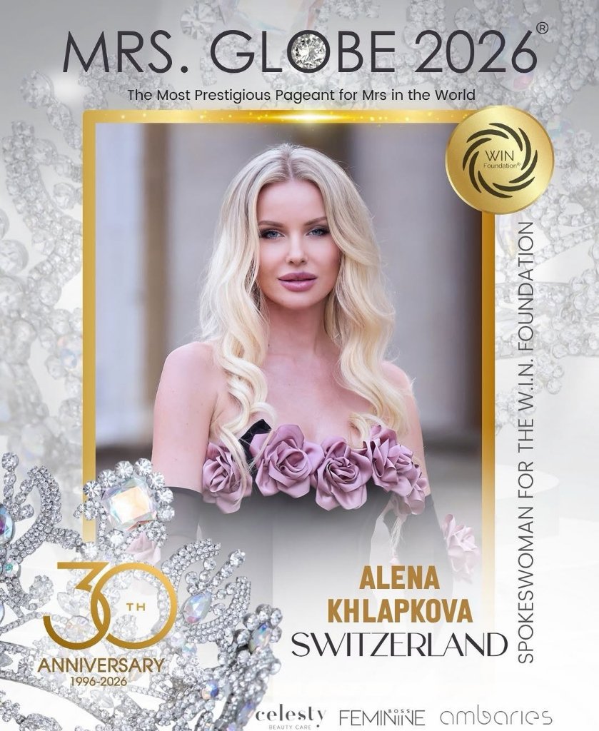 Mrs. Globe 2026 campaign featuring Alena Khlapkova