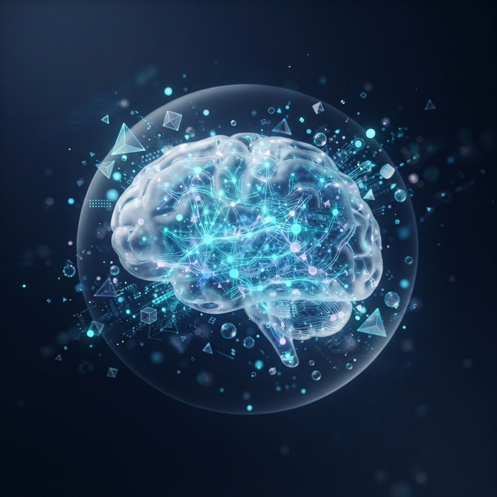 Futuristic 3D AI neural network culture visual