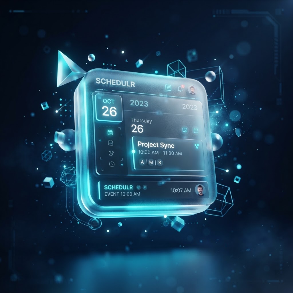 Futuristic 3D software event icon