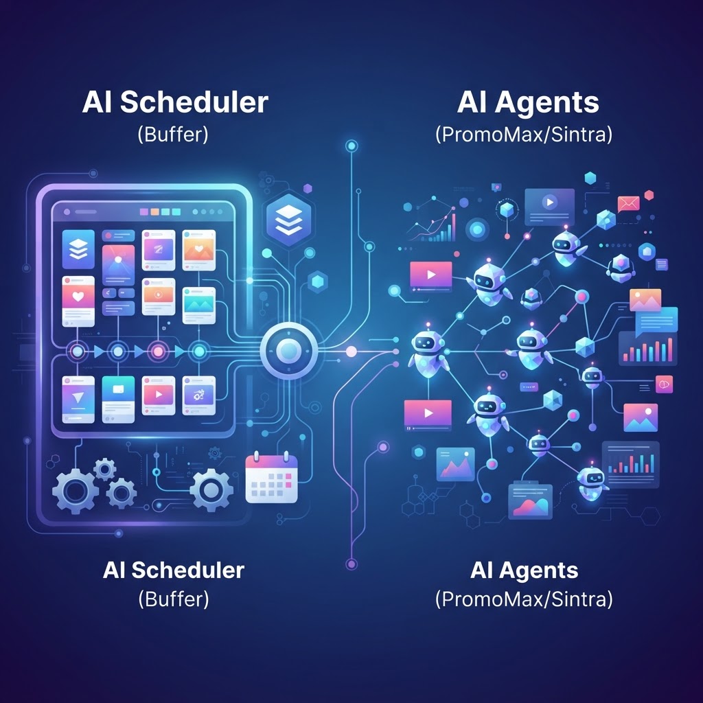 Buffer vs AI marketing tools like PromoMax or Sintra