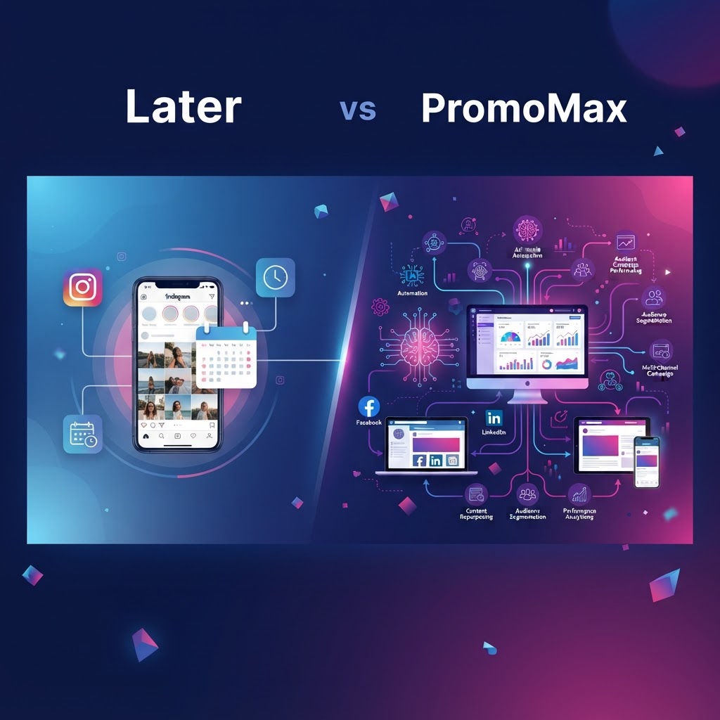 PromoMax vs Later: Beyond Instagram-Only Scheduling — PromoMax vs Later