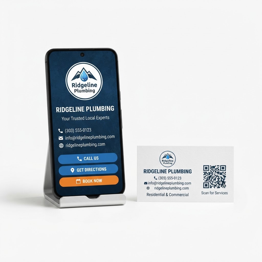 Digital business card with a QR code open on a phone