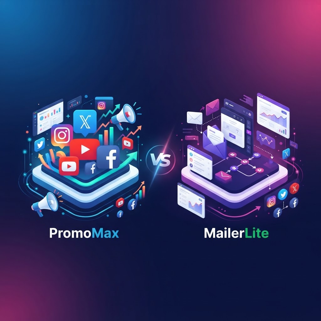 PromoMax vs MailerLite: Orchestrating Social Media Beyond Email Campaigns — PromoMax vs MailerLite