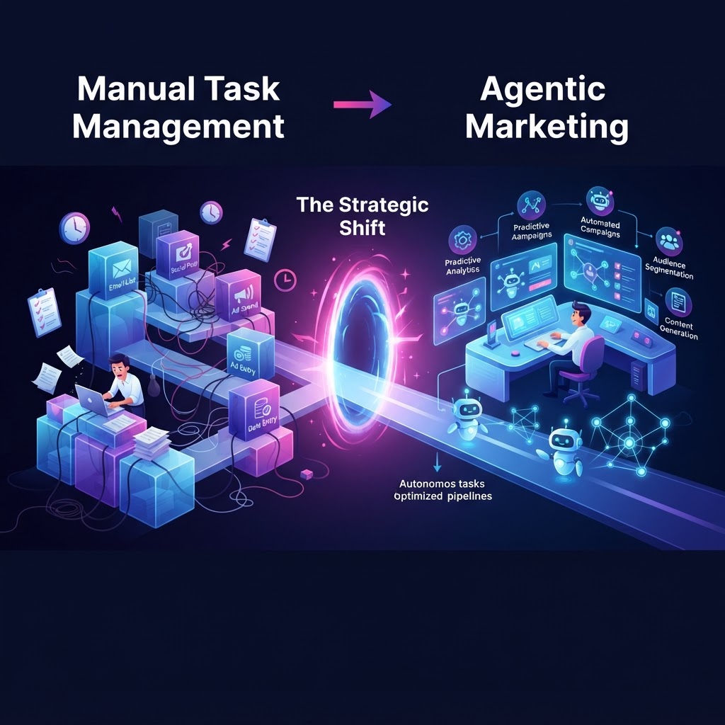 The Strategic Shift: From Manual Task Management to Agentic Marketing — transitioning from manual task management to agentic marketing