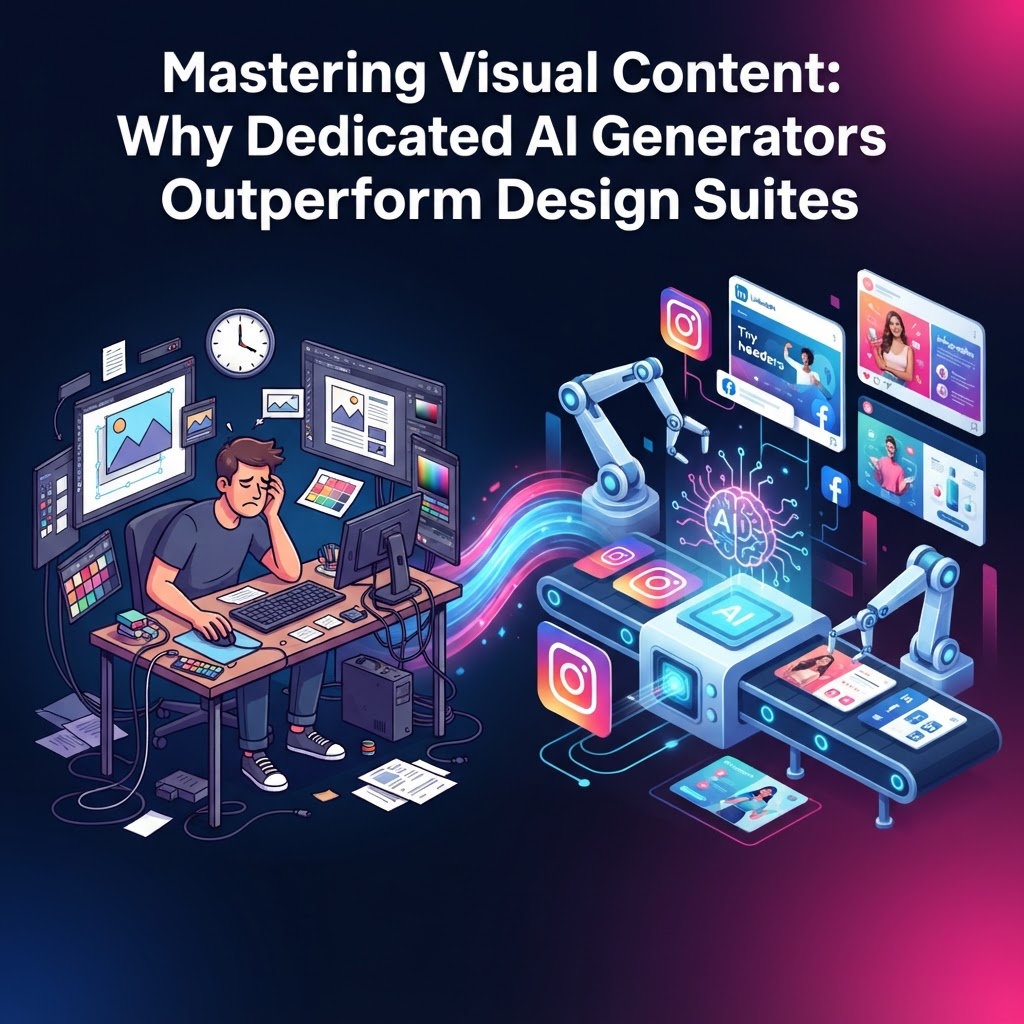 Mastering Visual Content: Why Dedicated AI Generators Outperform Design Suites — AI social media design automation