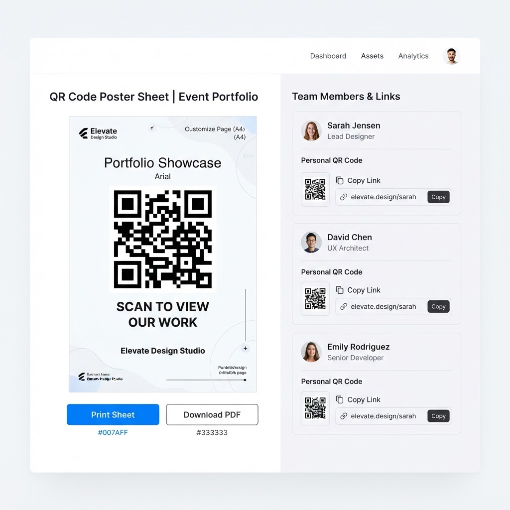 Digital business card QR code view a customer scans to save the business