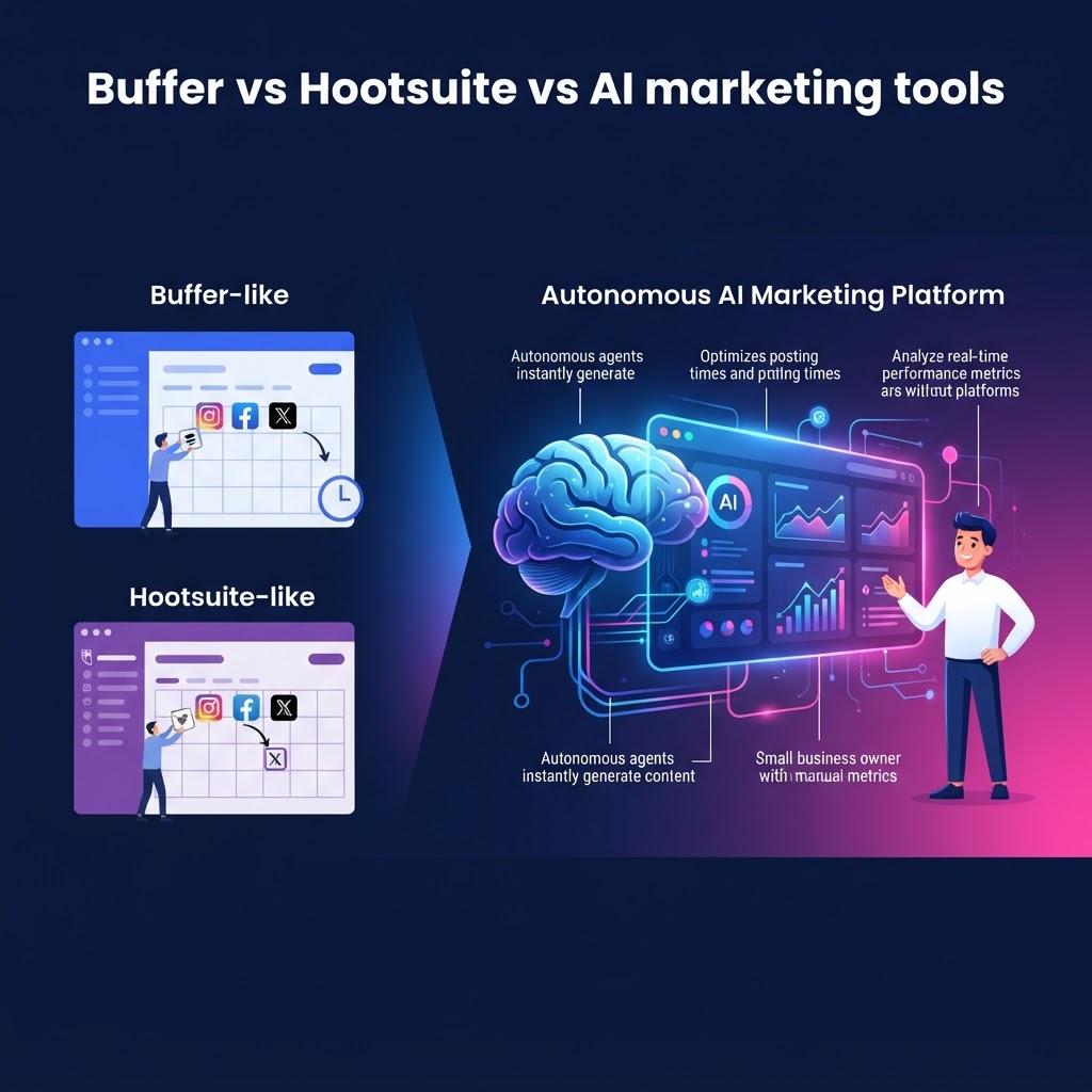Buffer vs Hootsuite vs AI marketing tools: which is better for a small business? — Buffer vs Hootsuite vs AI marketing tools: which is better for a small business?