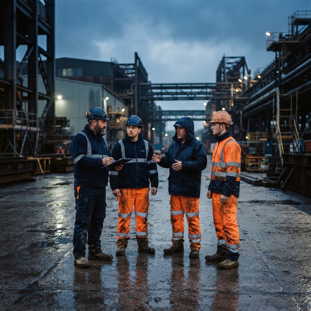 Site team wearing Regatta Professional waterproof workwear and hi-vis clothing