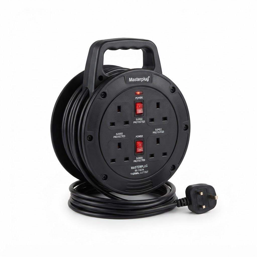 4-Gang Extension Reel 13A Surge Protected 2m