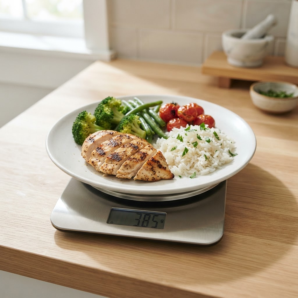 Weighing the whole plate — total meal calories matter more than the drink for weight loss.