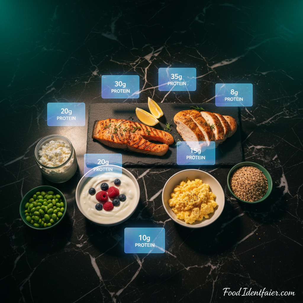 High protein diet 2026 — 30 best protein foods ranked with daily targets and 7-day meal plan — FoodIdentifier.com