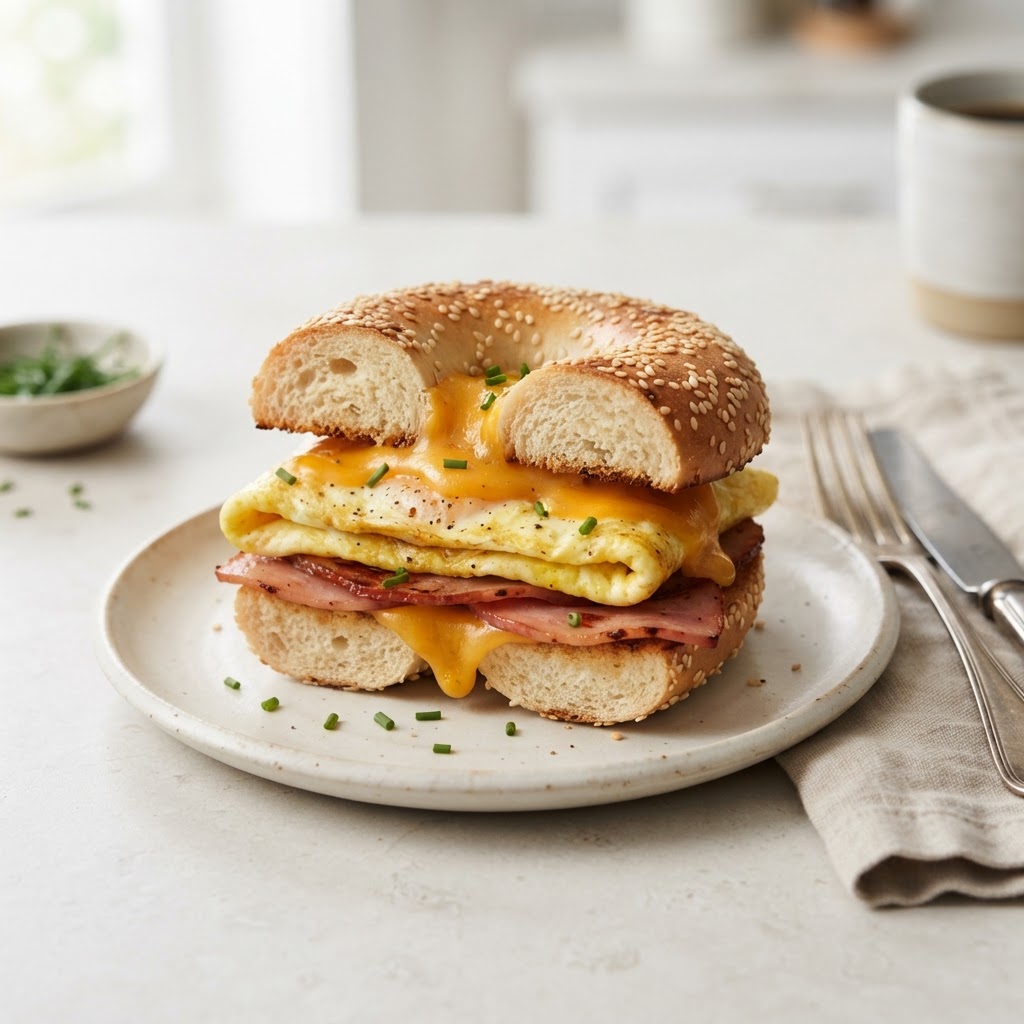 Bagel Breakfast Sandwich — Ham