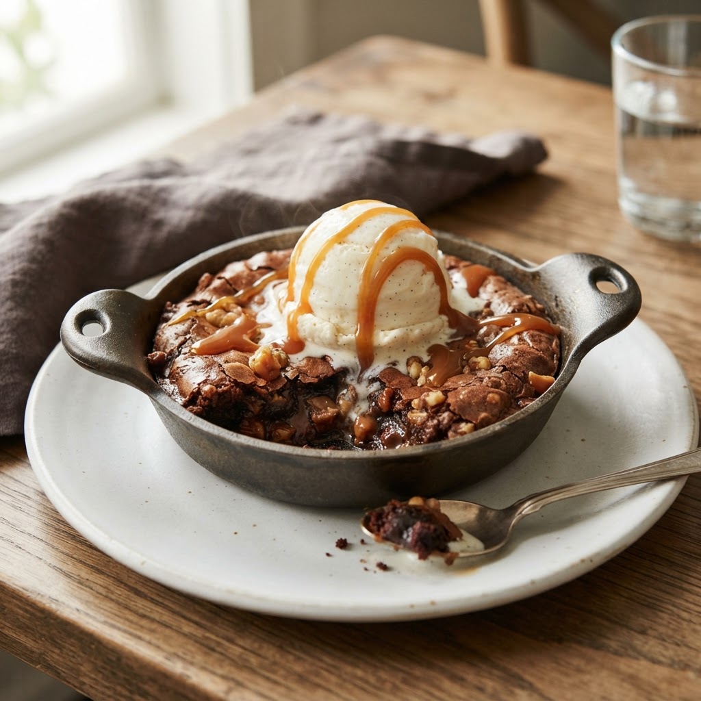 Skillet Toffee Fudge Brownie