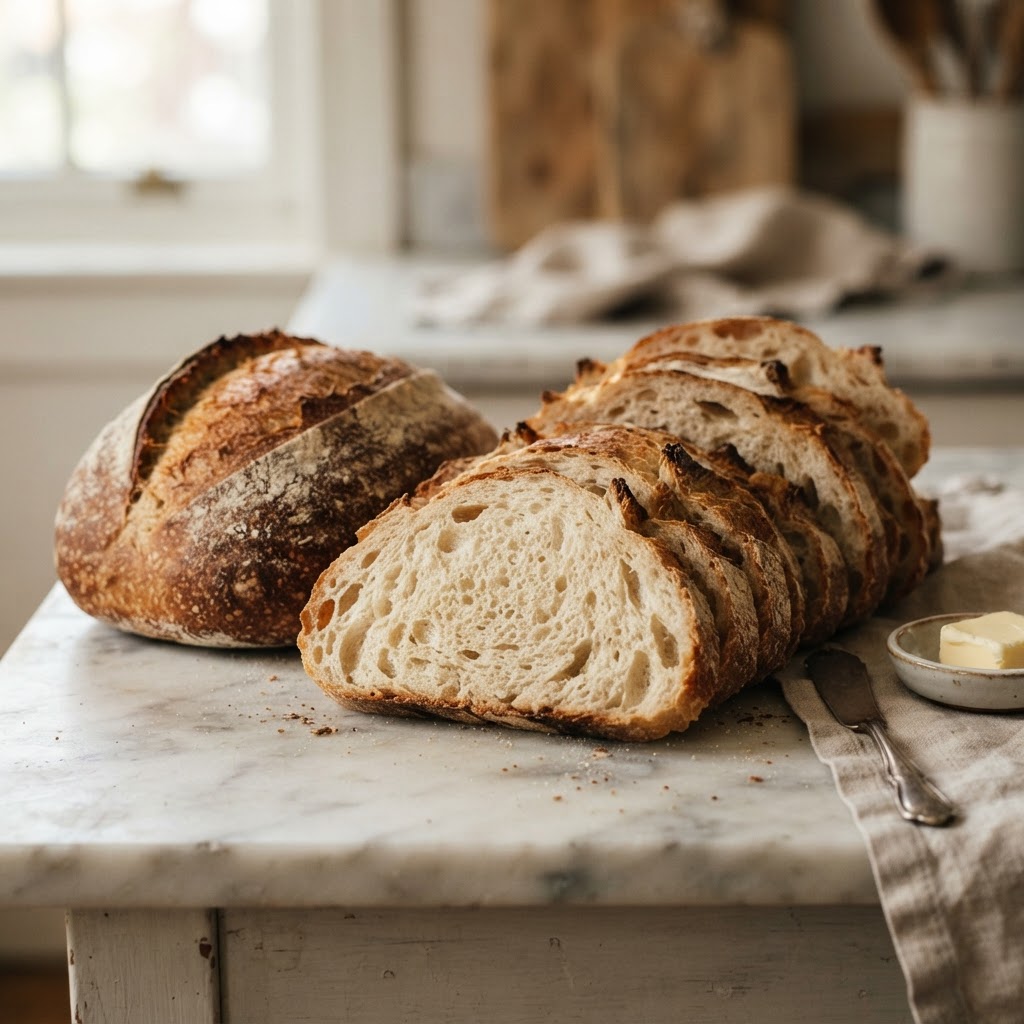 How many calories in white bread - fresh sliced white bread loaf with full USDA nutrition facts - FoodIdentifier