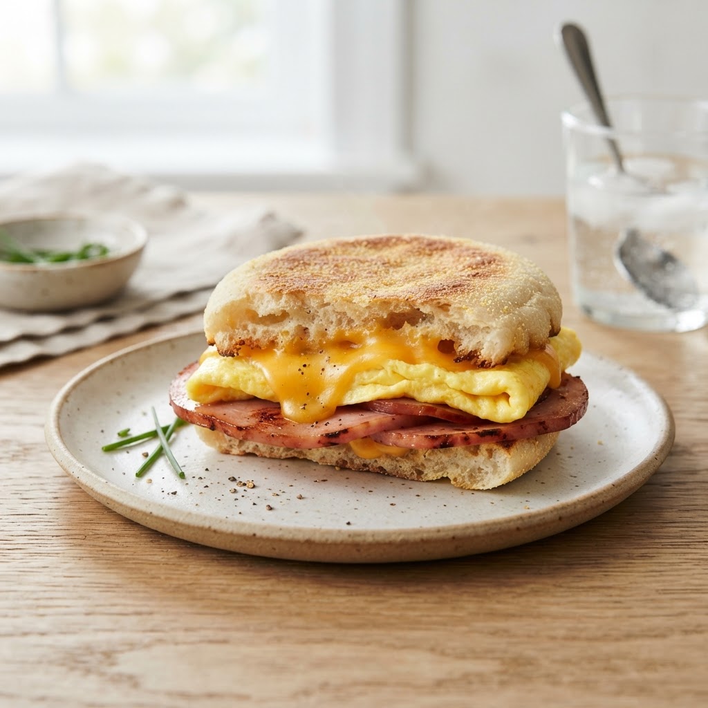 Ham, Egg & Cheese on English Muffin