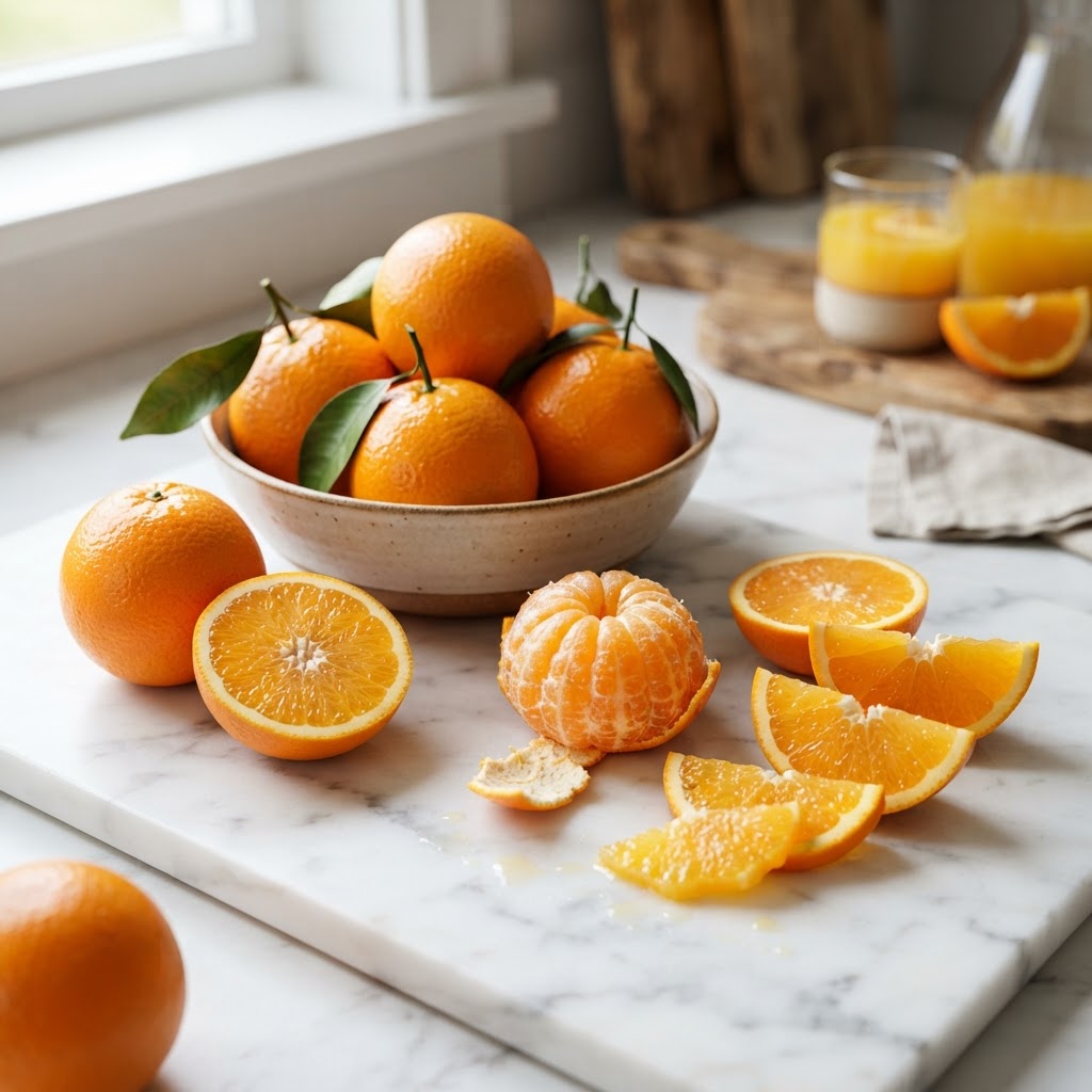 How many calories in an orange - fresh whole and sliced navel oranges with full USDA nutrition facts - FoodIdentifier