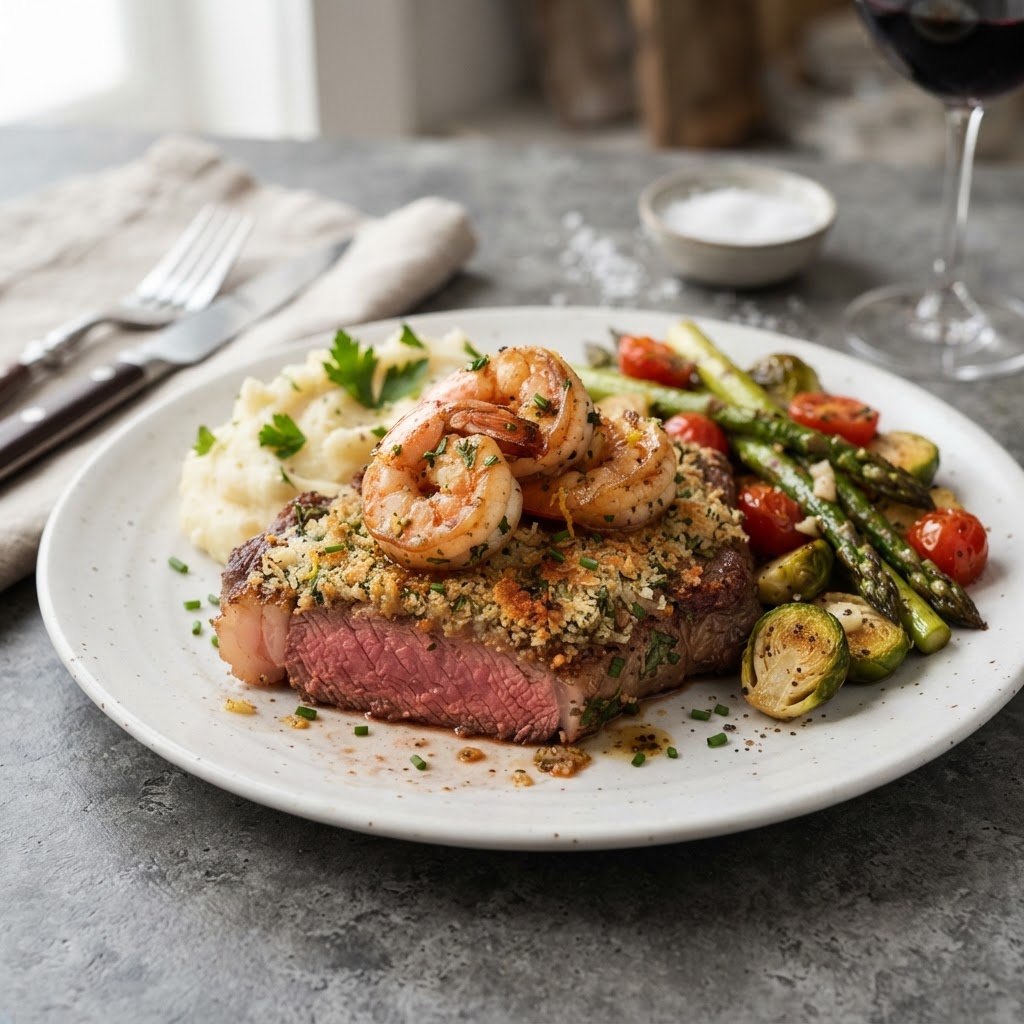 Shrimp 'N Parmesan Sirloin Steak