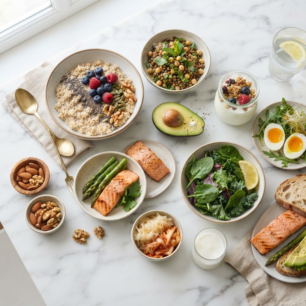 Foods that naturally boost GLP-1 — high fiber, protein, fermented foods, and healthy fats