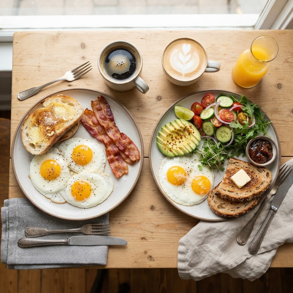 Same eggs, different plates — the foods eaten with eggs matter more for cholesterol than the eggs themselves.