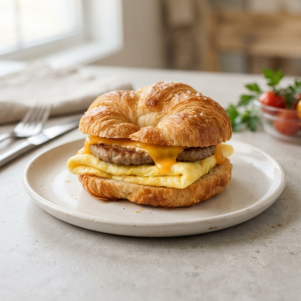 Sausage, Egg & Cheese on Croissant