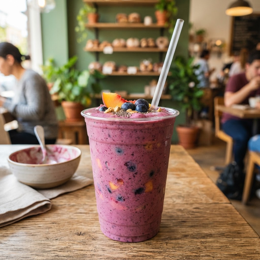 Peach & Blueberry Smoothie with Almond Milk