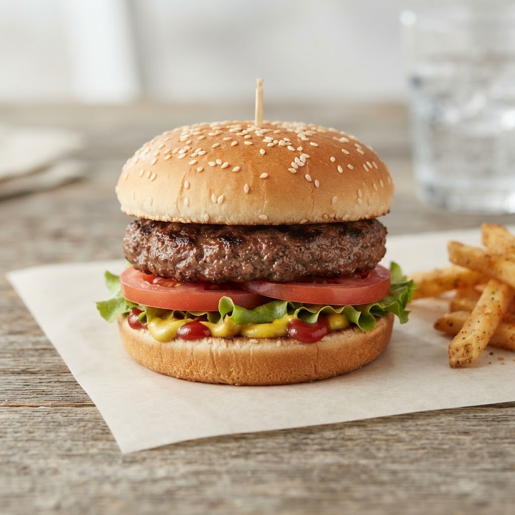 Hamburger W/ Mustard & Ketchup