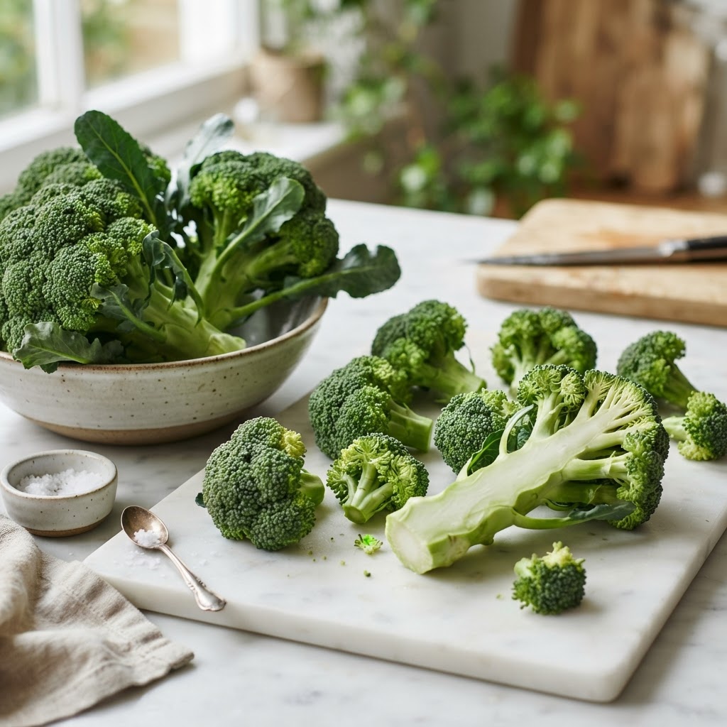 How many calories in broccoli - fresh green broccoli florets with full USDA nutrition facts - FoodIdentifier