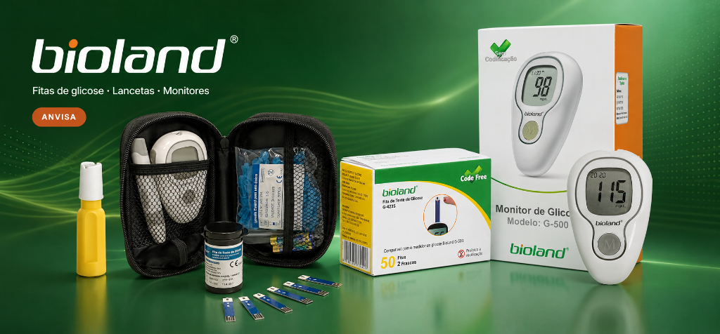 Bioland - Fitas de glicose, Lancetas, Monitores