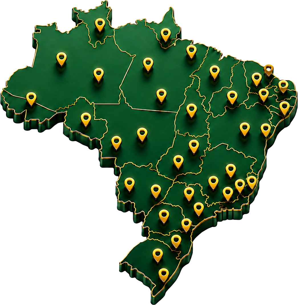 Mapa do Brasil com pontos de distribuição Controller