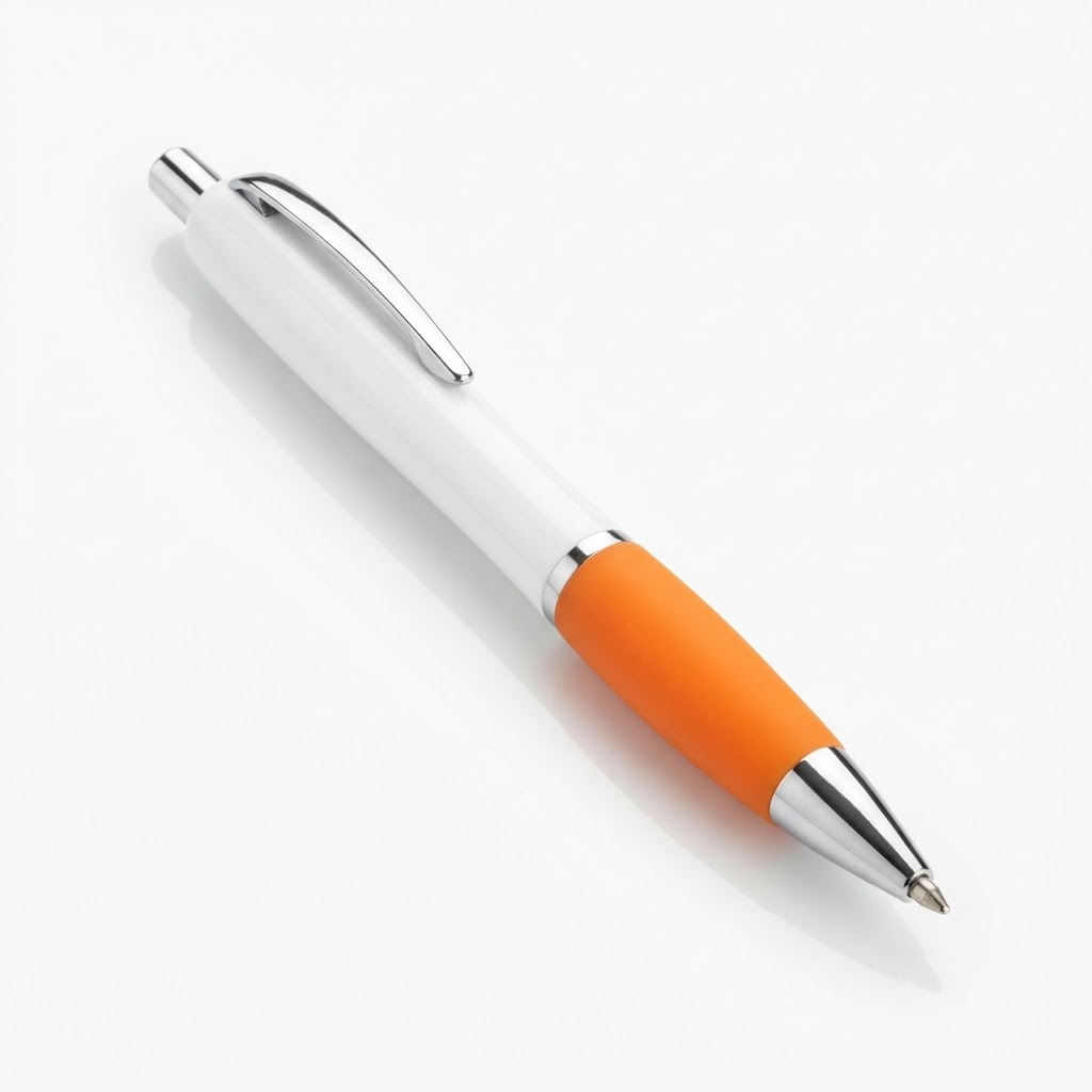 Orange grip printed logo pen