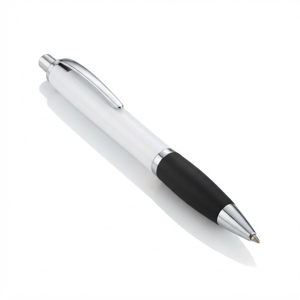 Black grip printed logo pen