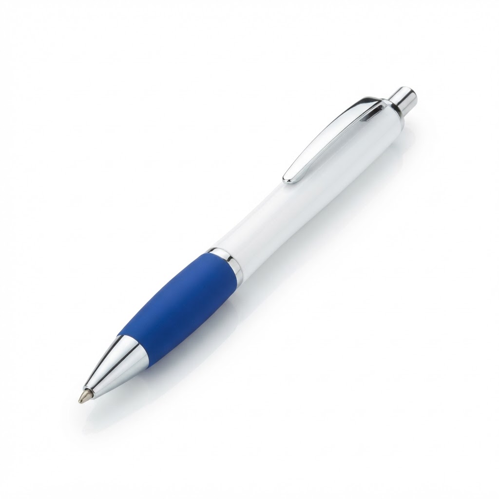 Blue grip printed logo pen