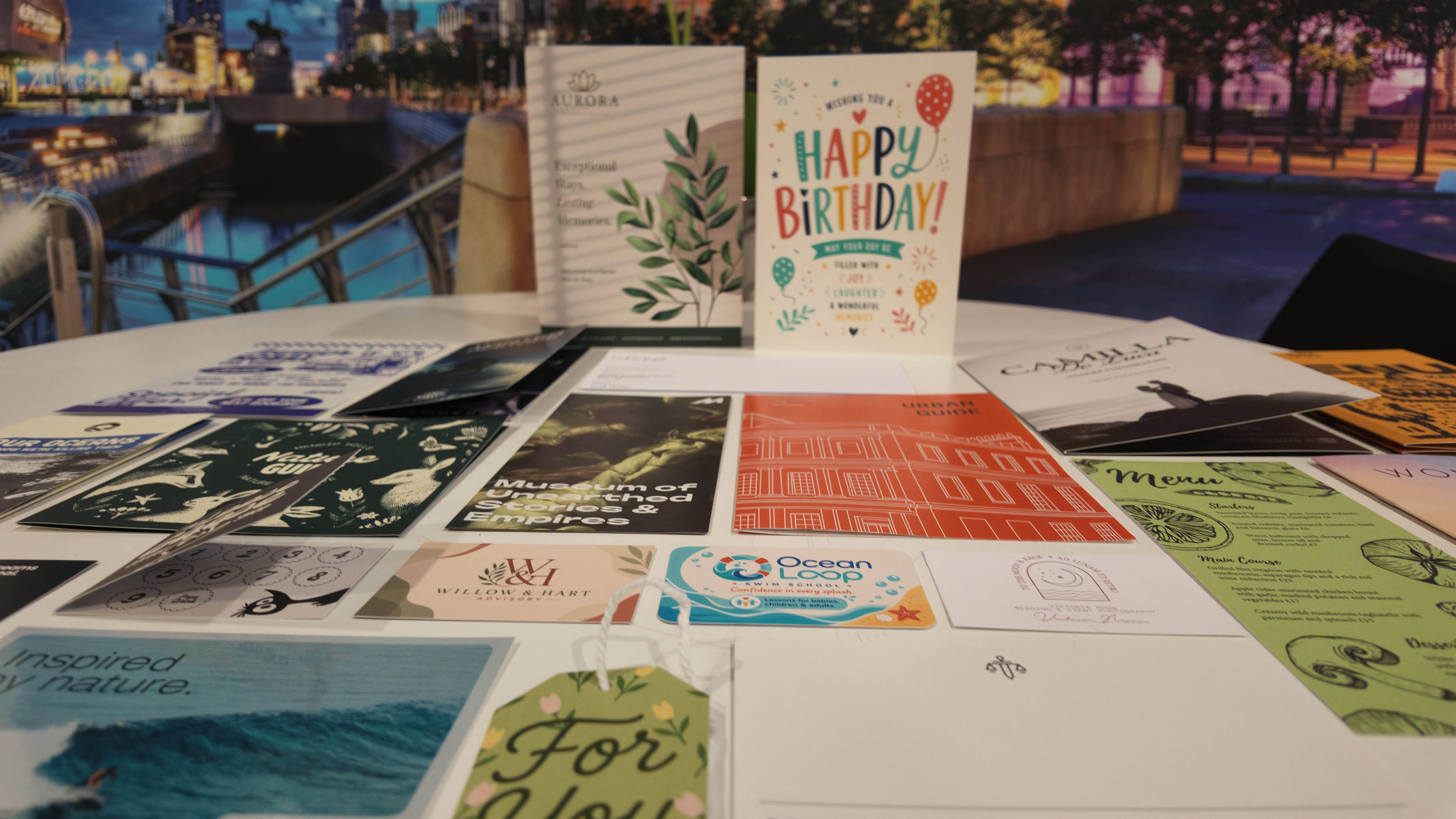 Sample pack of printed stationery, business cards and wedding invitations from MerseyPrint