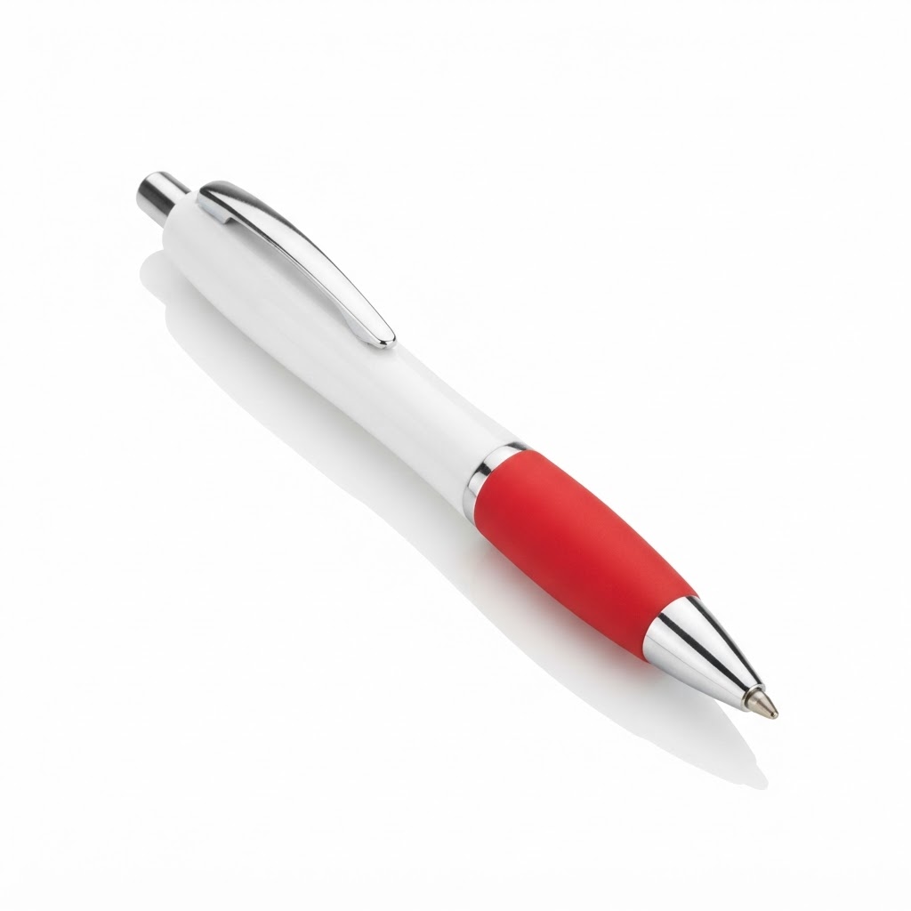 Red grip printed logo pen