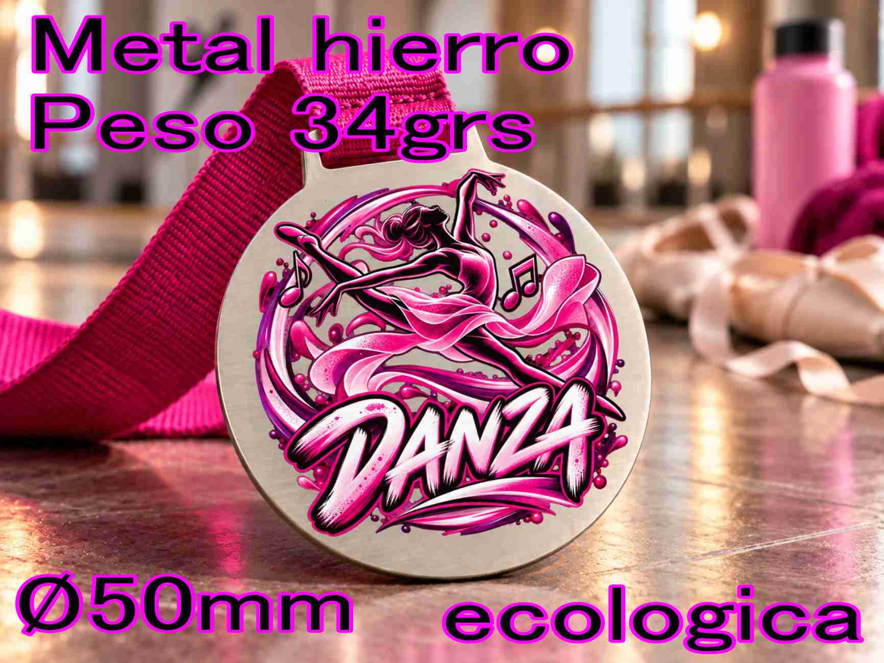 MZ DANZA UV -Peso 34 grs- Metalica - ECOLOGICA (no usamos galvanoplastia) cinta color sin cargo