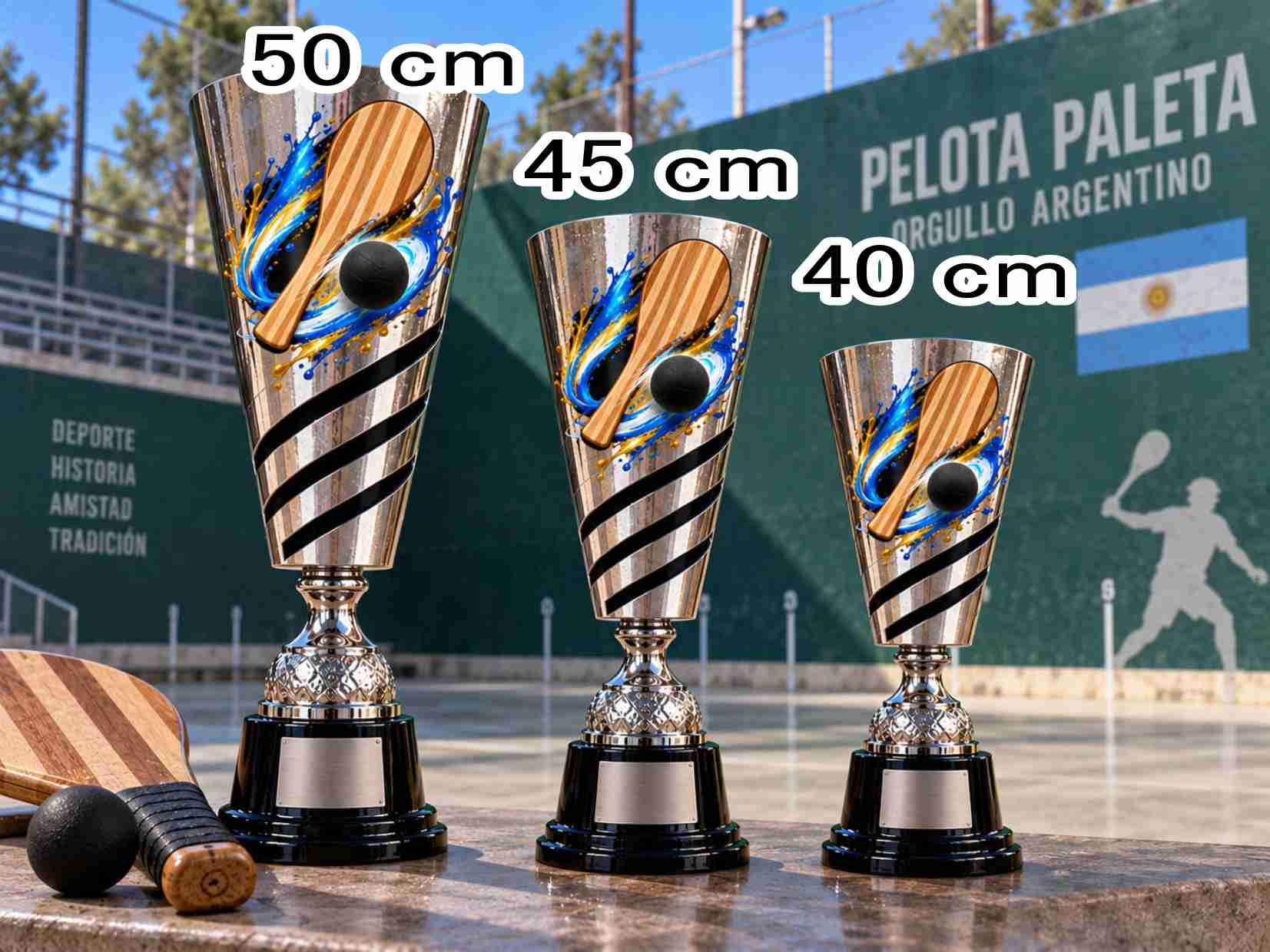 KC4358 COMBO PELOTA PALETA GRABADO LASER UV METALICAS PLATA