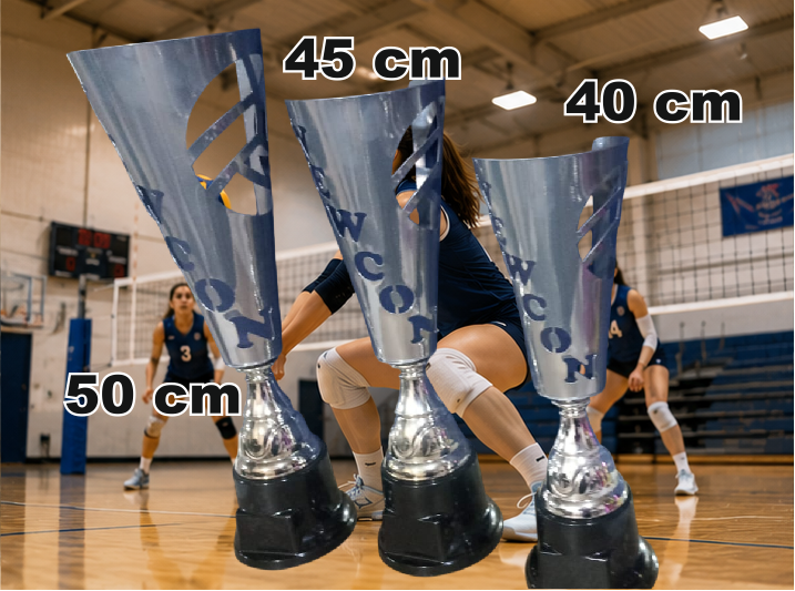 KC4422 COMBO COPA LASER NEWCON METALICA PLATEADA (VOLEY) ALTs. 50-45-40 cm