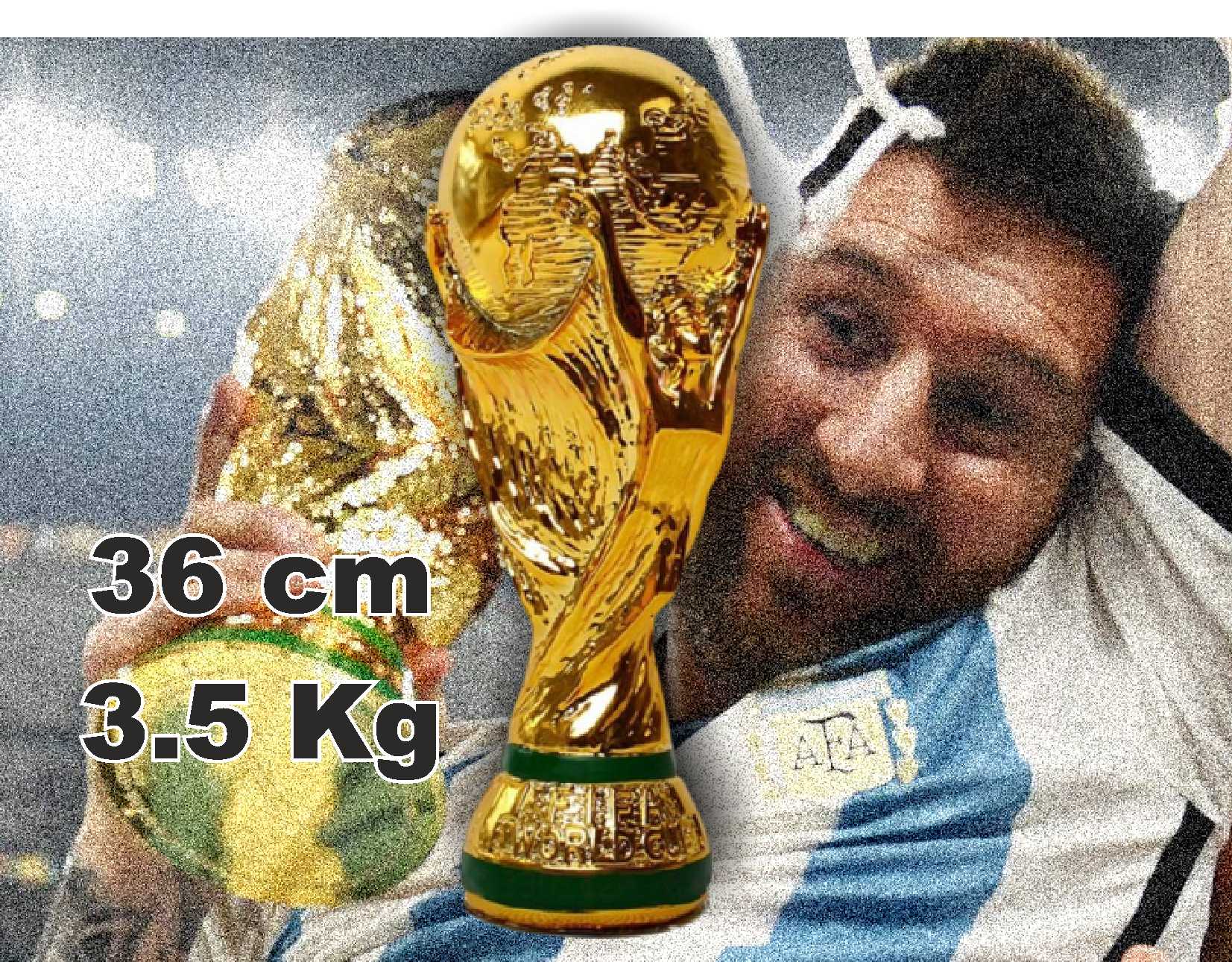 COPA DEL MUNDO METALIZADA PESO 3.5 Kg ALTURA ORIGINAL 36 cm
