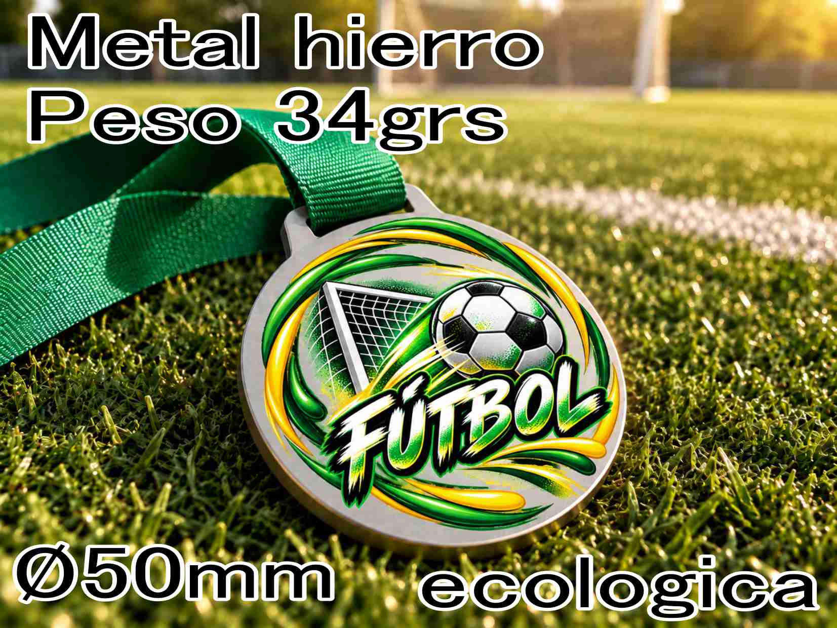MZ FUTBOL UV -Peso 34 grs- Metalica - ECOLOGICA (no usamos galvanoplastia) cinta sin cargo
