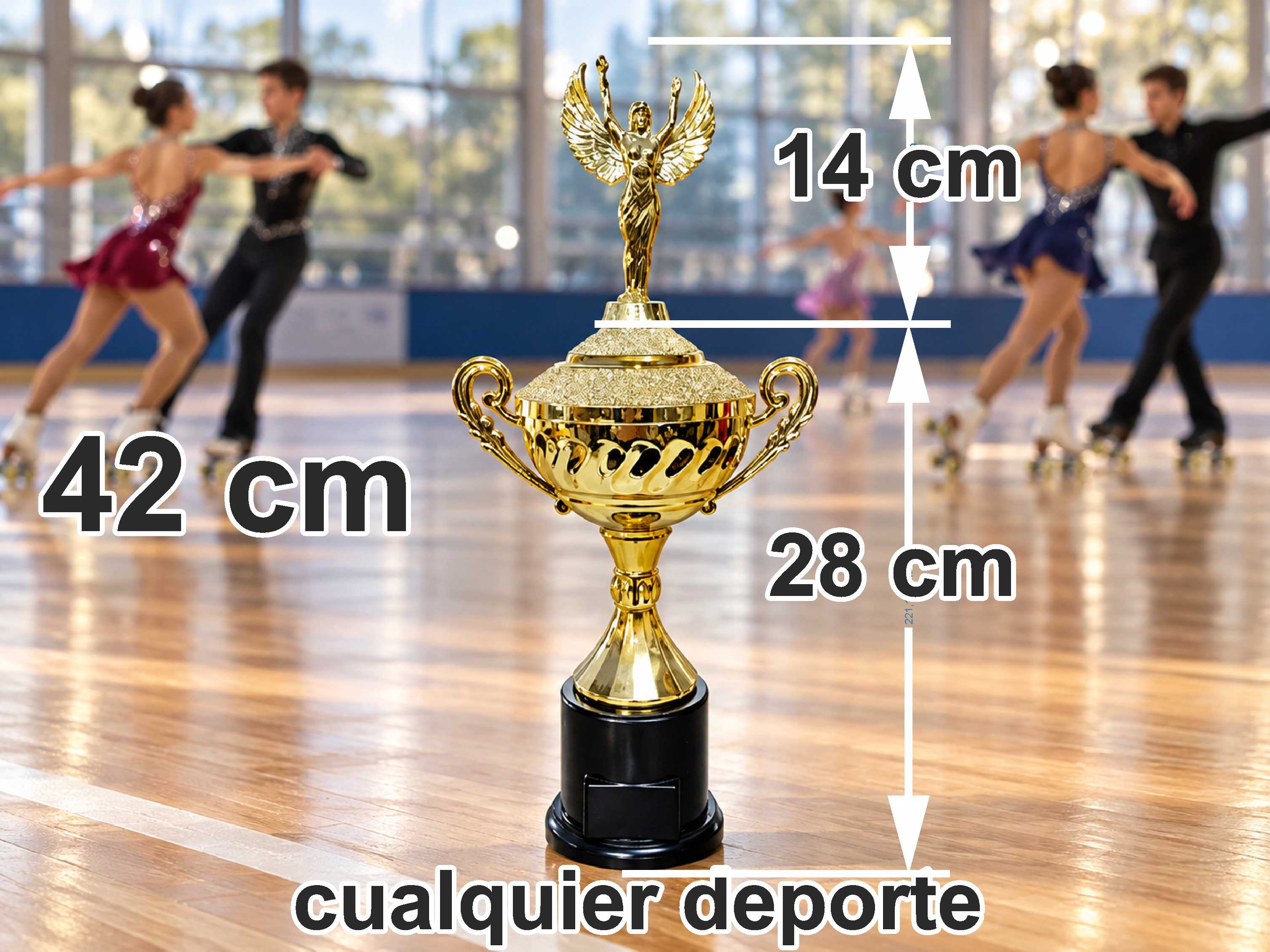K120 COPA PLASTICA "MISTY gold " ALT. 28cm ORO (aleg.no incluida)