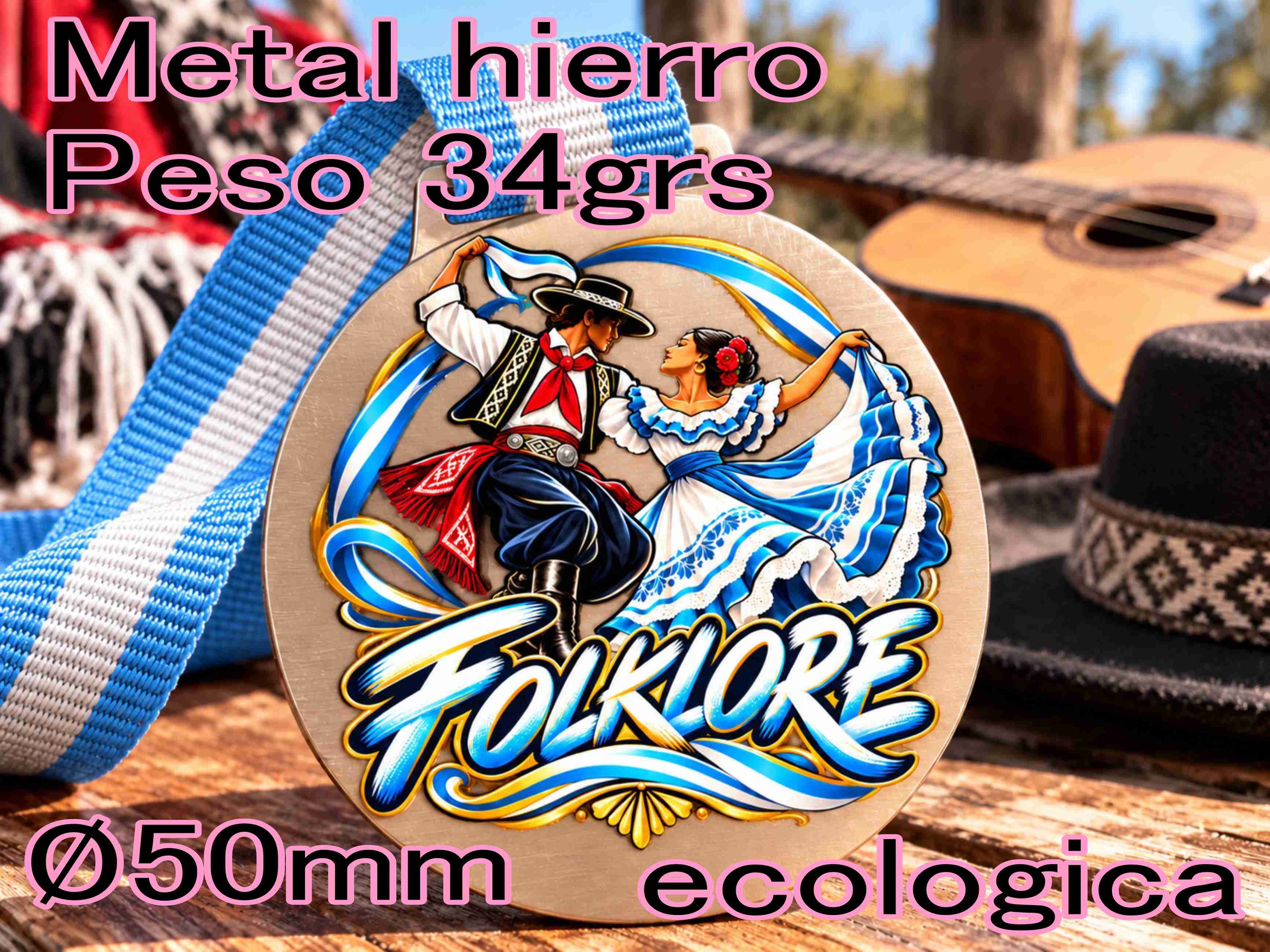 MZ FOLKLORE UV -Peso 34 grs- Metalica - ECOLOGICA (no usamos galvanoplastia) cinta color sin cargo