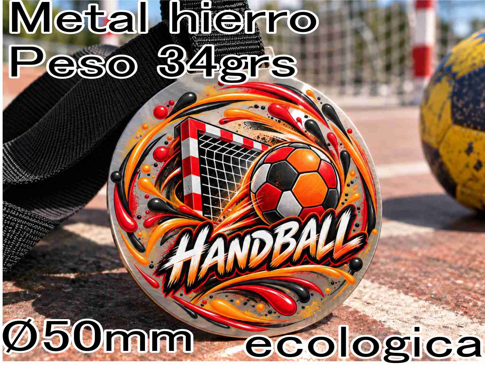 MZ HANDBALL UV -Peso 34 grs- Metalica - ECOLOGICA (no usamos galvanoplastia) cinta sin cargo